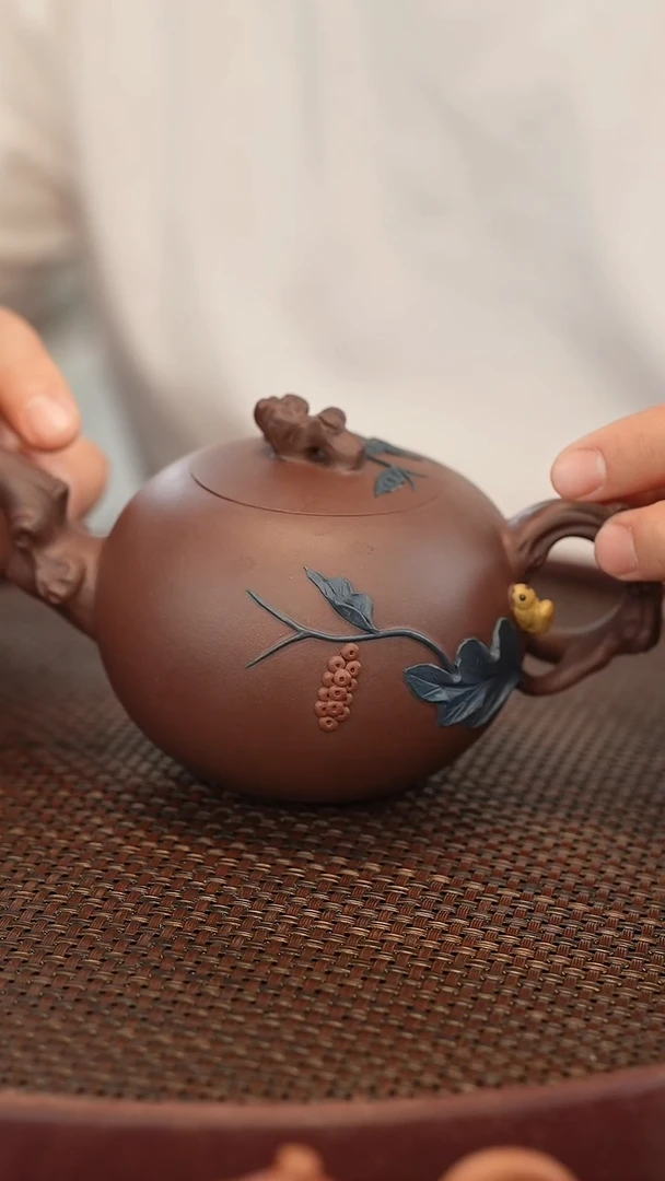 茶壶紫砂花器 395cc