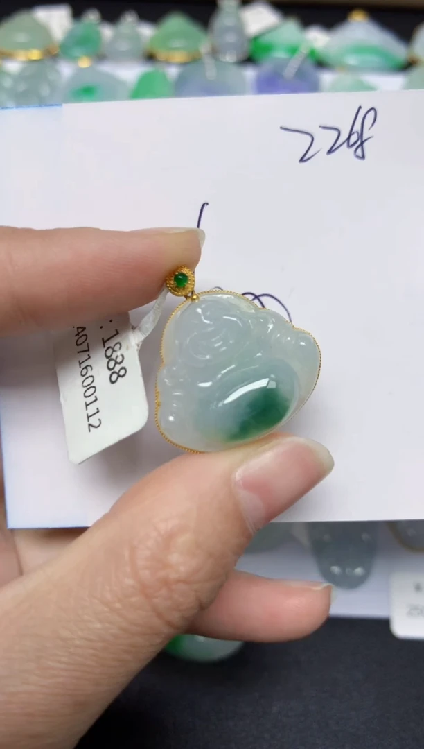 【闪购商品】翡翠颈饰18K金镶嵌 天然翡翠A货