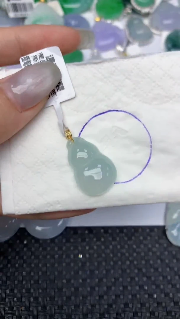 颈饰18K金镶嵌翡翠天然缅甸翡翠a货百元以上9元证书费自理