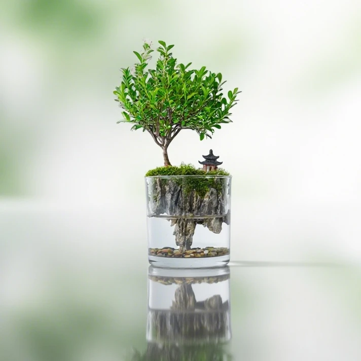 【雾隐】小悬山—精选小叶赤楠真石成品真植物【尺寸：10*10】