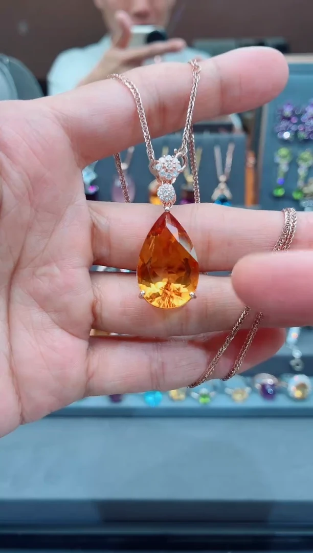 吊坠银S925镶嵌水晶水晶吊坠