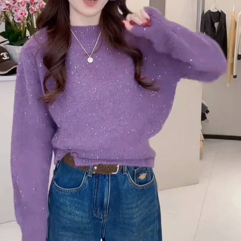 秋冬新款洋气时髦重工亮片针织毛衣慵懒风上衣LK2509030