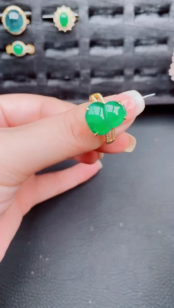 翡翠戒指银S925镶嵌天然a货翡翠108