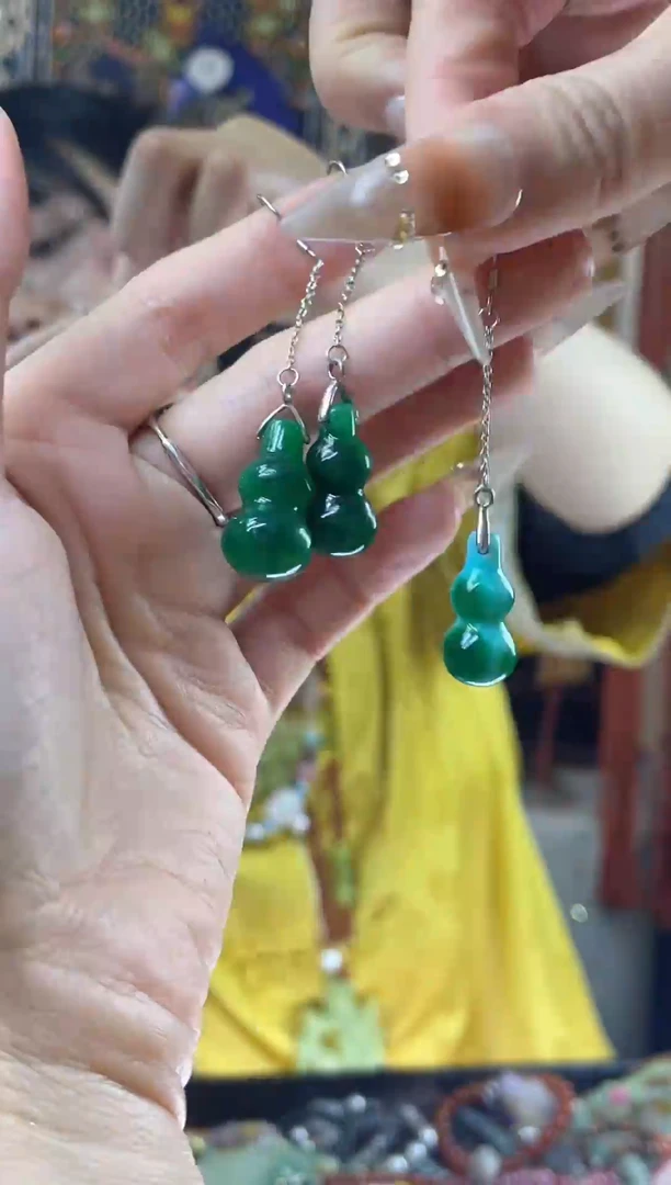 未镶嵌岫玉耳坠岫玉耳饰