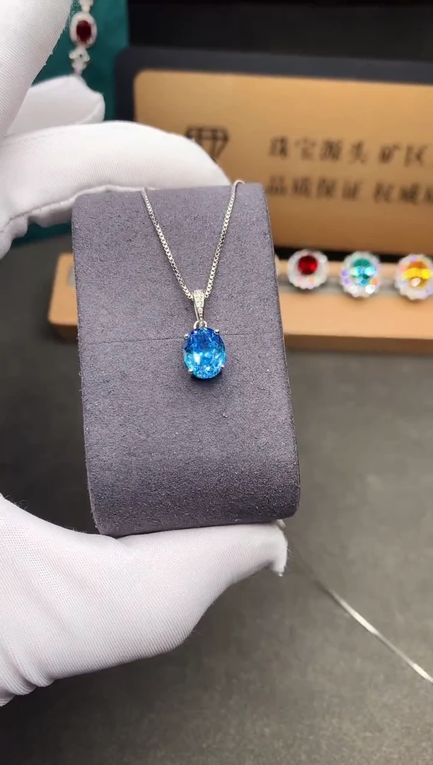 银S925镶嵌颈饰海蓝宝石.....