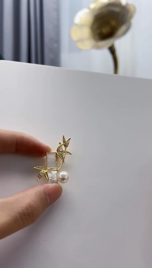 合金淡水珍珠胸饰Z16淡水竹子胸针2209035052