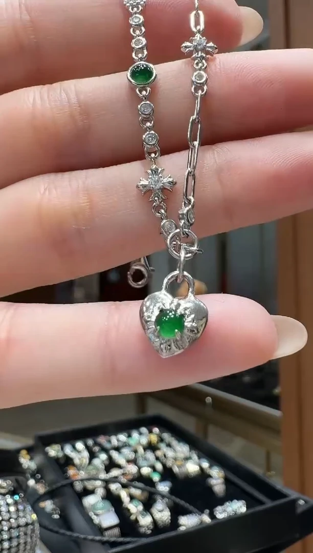 银S925镶嵌手链翡翠银镶