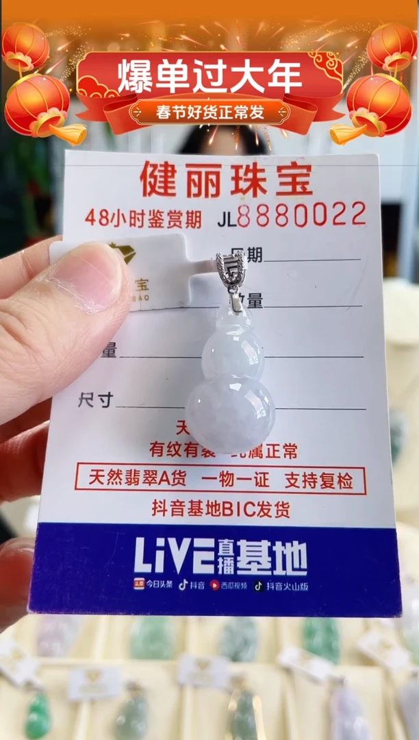 【闪购商品】翡翠颈饰银S925镶嵌天然缅甸翡翠 葫芦(一物一证)