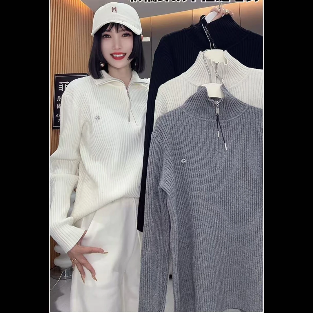 【队队定制】春季简约半拉链毛衣立领气质百搭修身显瘦打底上衣2508