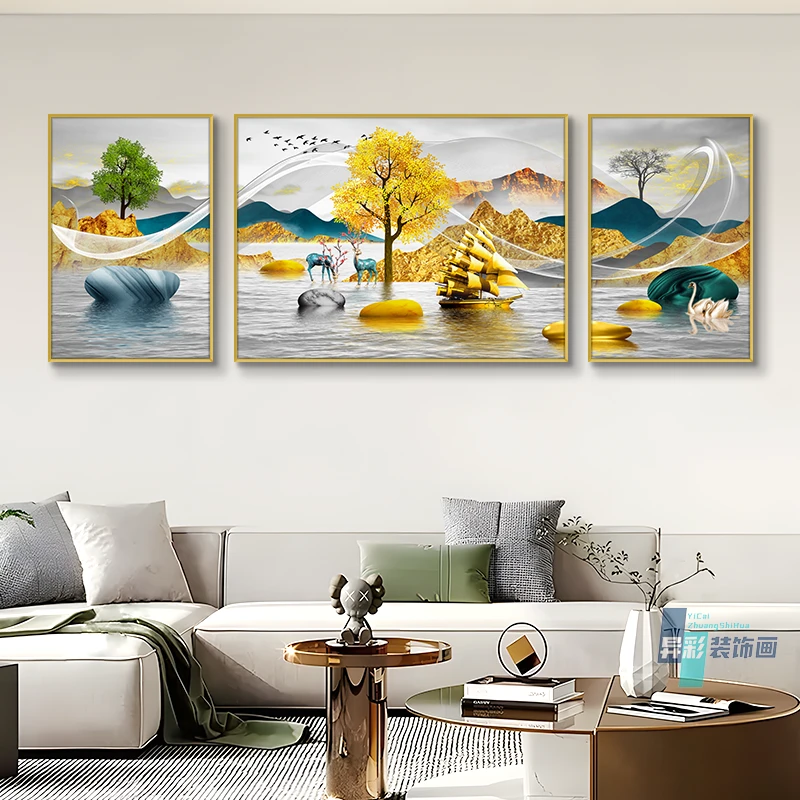 现代简约装饰画轻奢客厅沙发挂画精致生活装饰画三联画