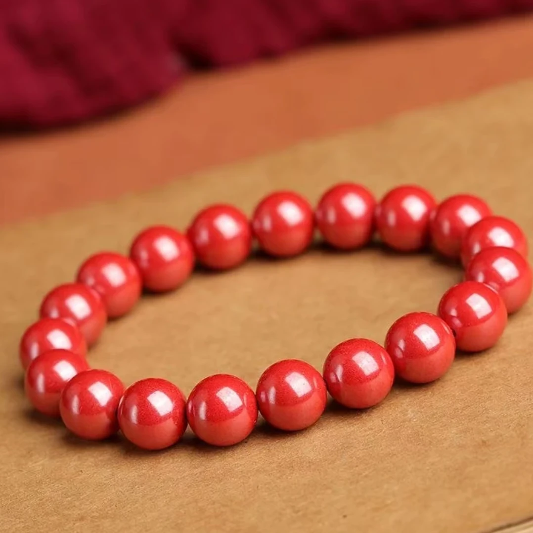 含辰砂工艺品卡8mm帝王砂高含量帝王砂朱砂手串男女款正品朱砂串