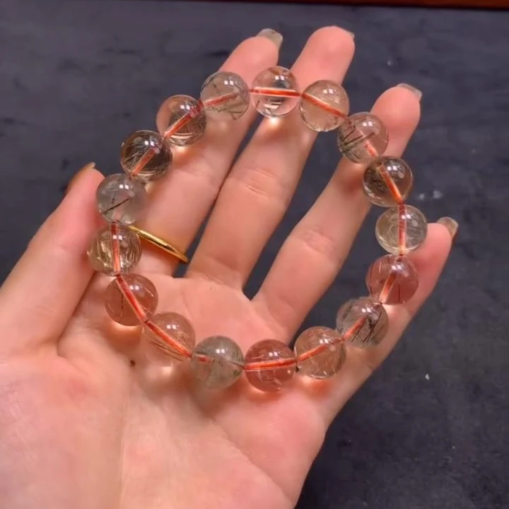 【逍遥】彩发晶水晶圆珠手串*4041A/g7616/多样性发/1件