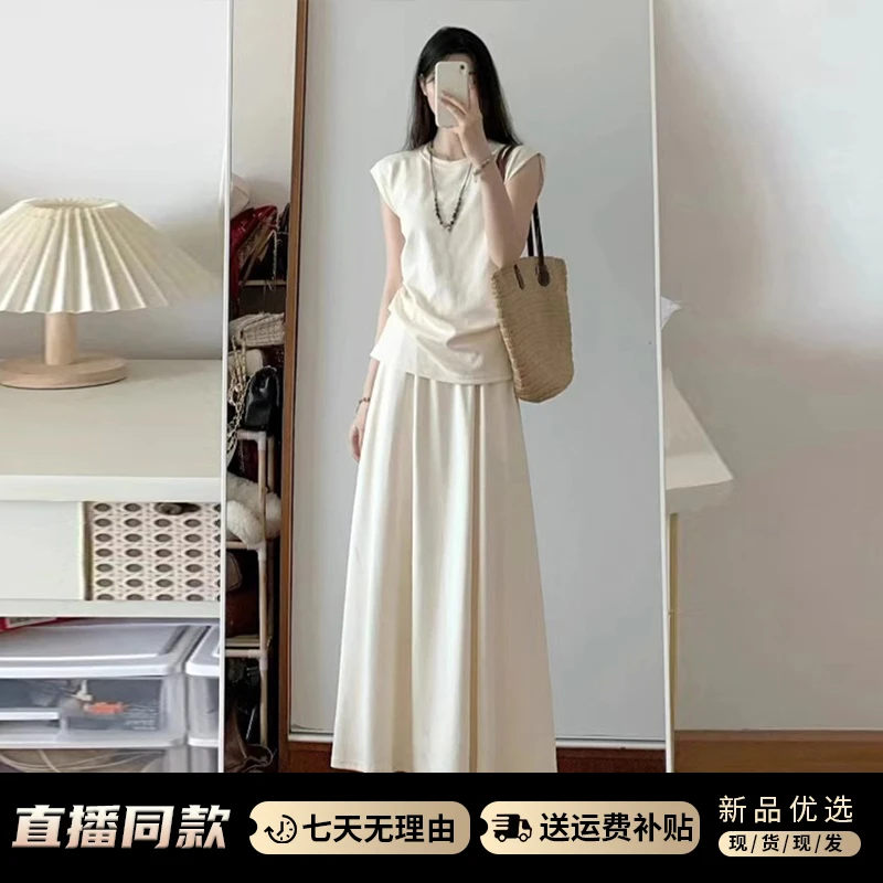 4371韩系白色连衣裙子夏一整套2025新款梨型身材气质法式气质长裙