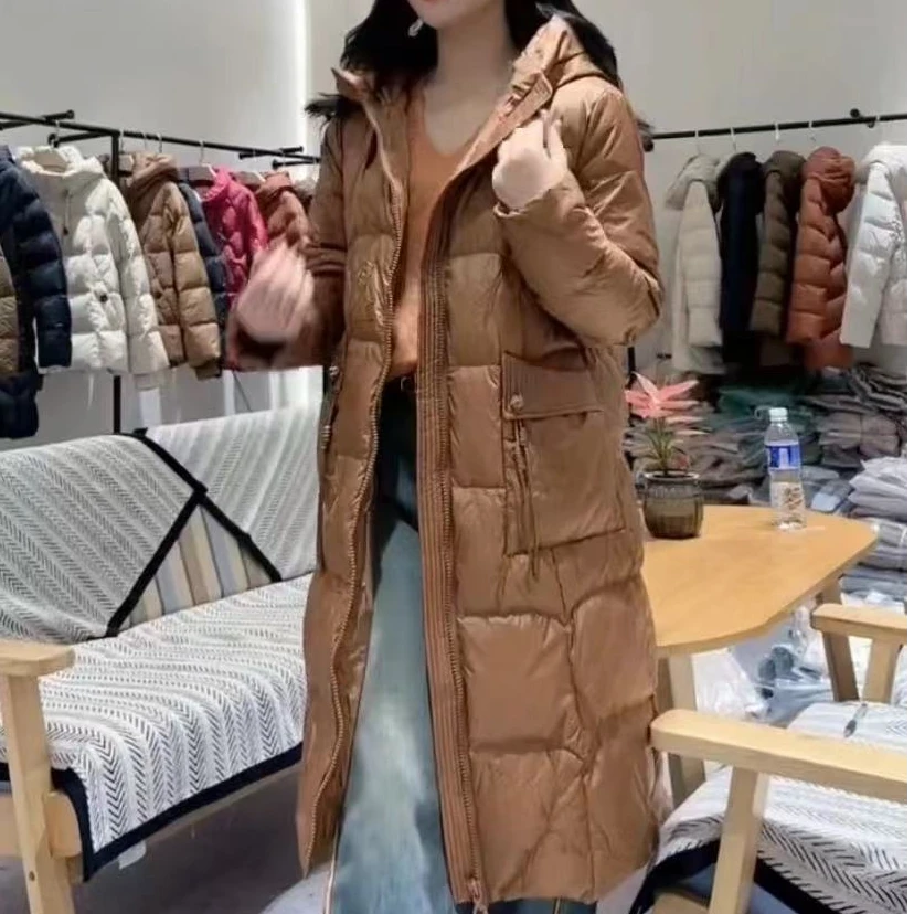 新款长款带帽加厚时尚女款气质穿搭百搭外套常规女士印花冬季保暖