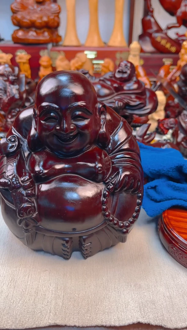 黑檀木实木雕刻弥勒佛