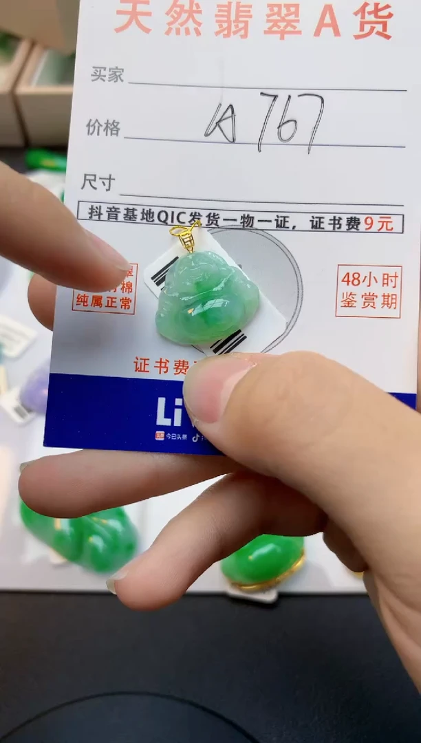 颈饰18K金镶嵌翡翠天然缅甸A货翡翠百元以上9元证书费自理