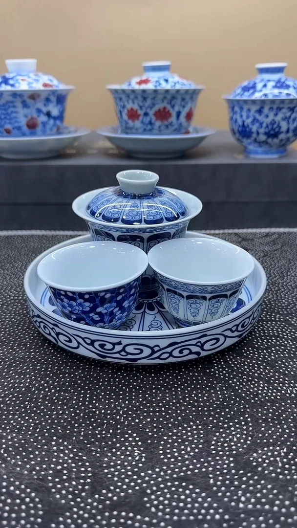 【闪购商品】3盖碗景德镇高温烧制而成简约