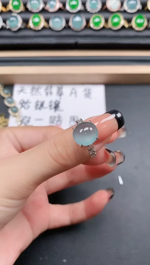 翡翠戒指银S925镶嵌111