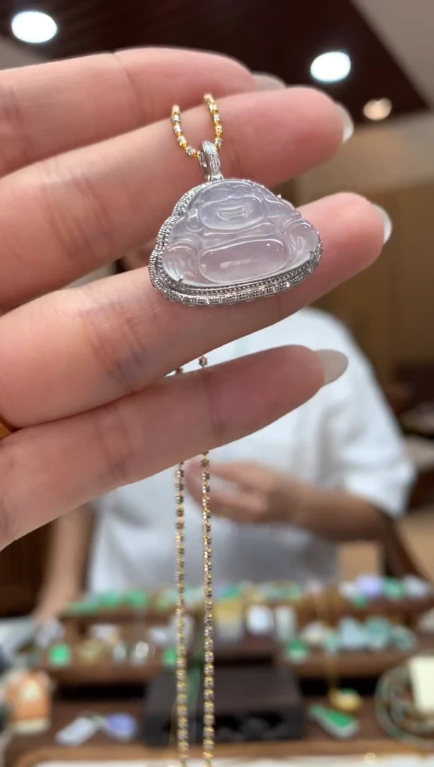 吊坠(不含链)18K金镶嵌翡翠佛公
