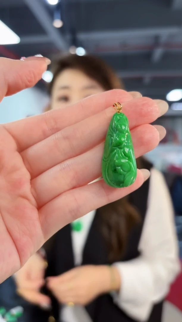 【闪购商品】翡翠颈饰18K金镶嵌缅料A货/支持复检/一件