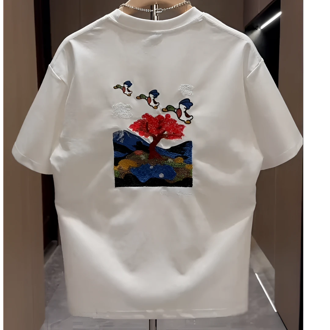 夏季潮流印花国潮时尚男士轻奢短袖t恤休闲圆领创意青春流行百搭