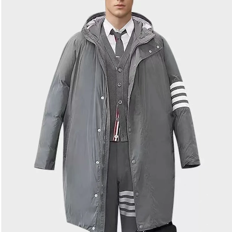 TB【官方正品】THOM BRONMAN汤姆布郎中长款羽绒服90白鸭绒四杠连帽