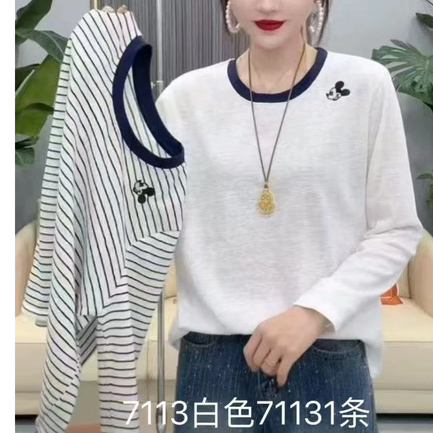 7113-早秋休闲时尚重工卡通刺绣百搭大码衫