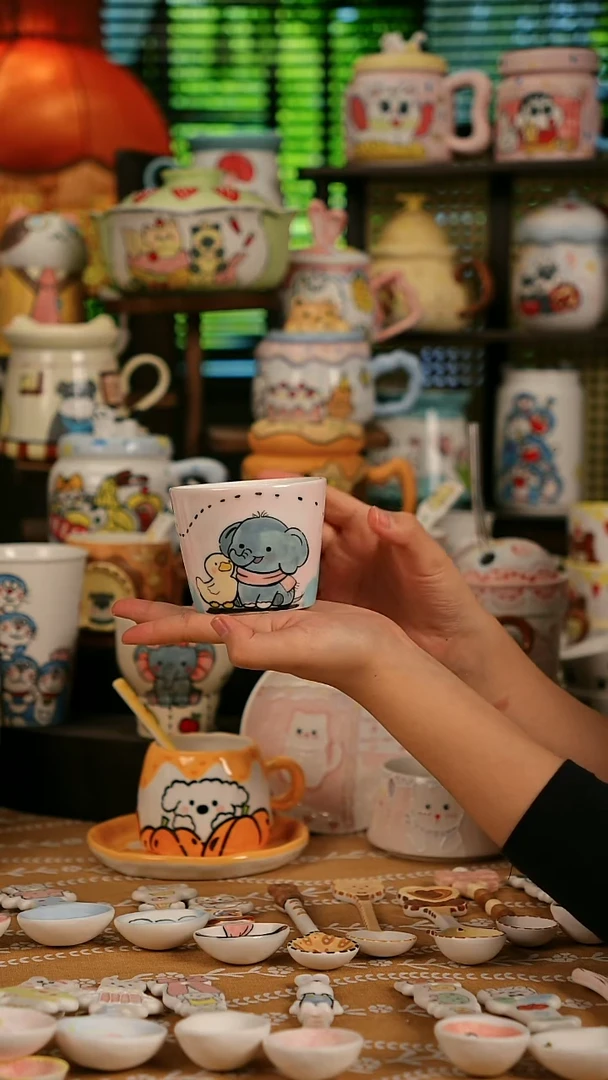 陶瓷无盖款大象猪口杯