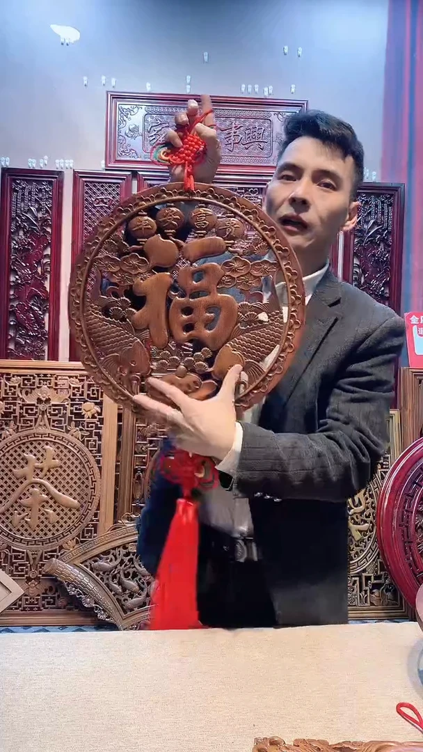 香樟木木雕款38cm富贵平安