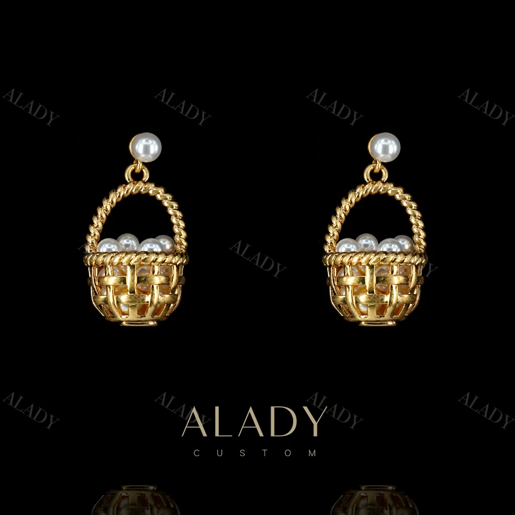 合金仿珍珠耳饰 珠珠满堂花篮耳饰-ASK2548