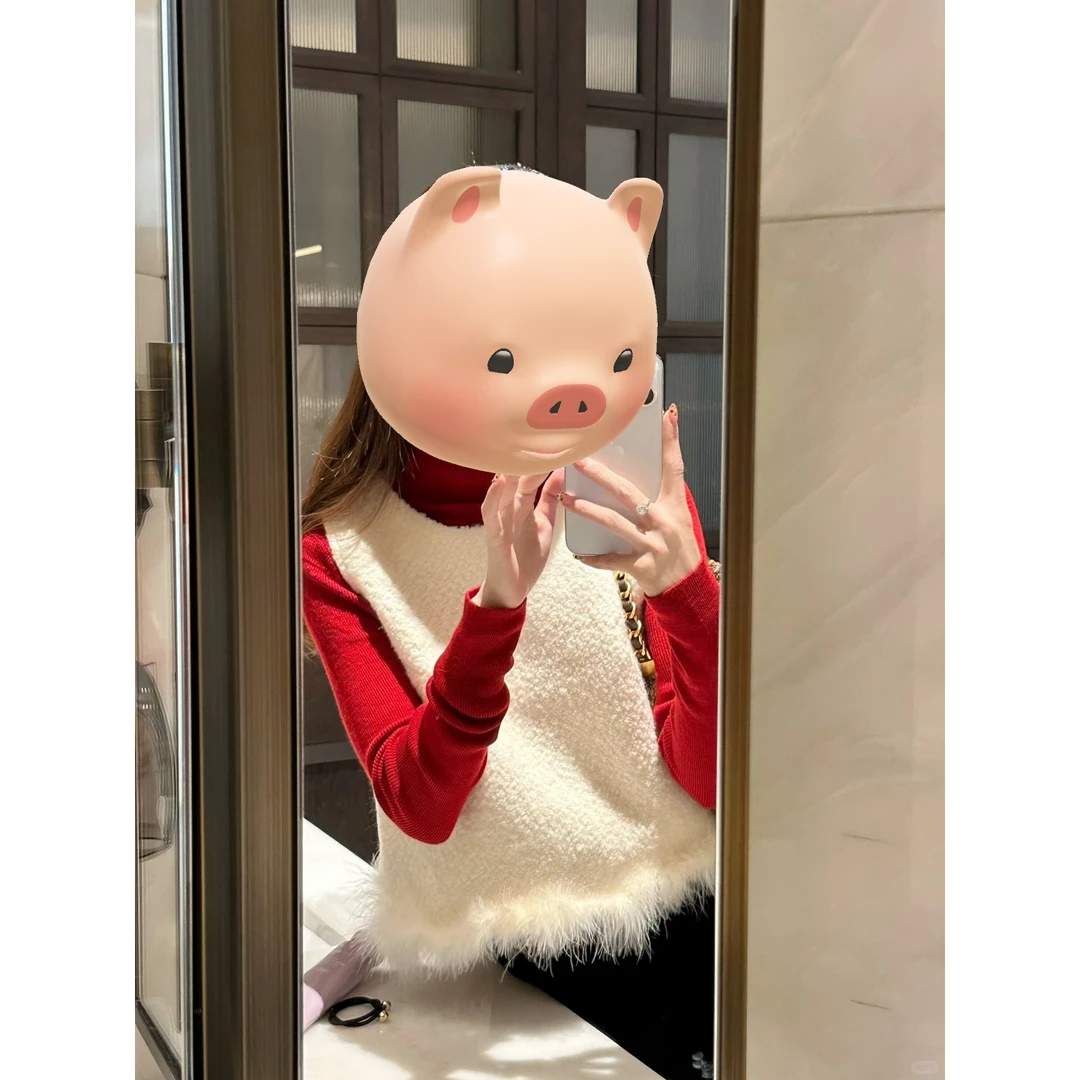 INS CEC白色拼接马甲高领针织衫套装女冬季半身裙高级感三件套装