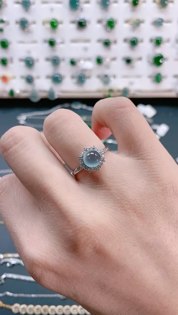 【闪购商品】翡翠戒指银S925镶嵌天然翡翠