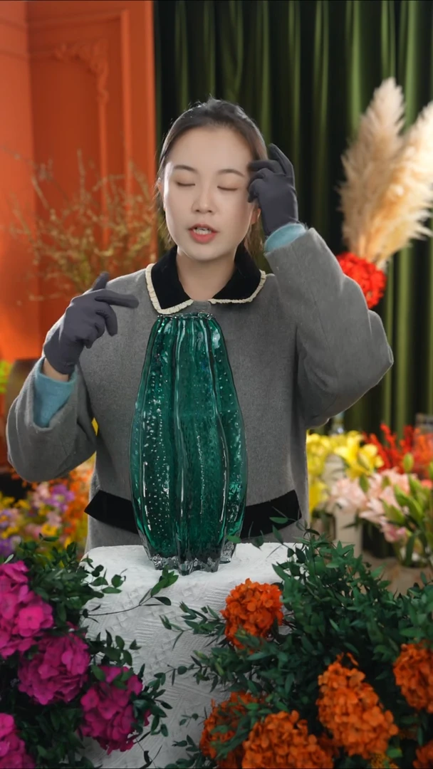 厚重玻璃花瓶 绿色