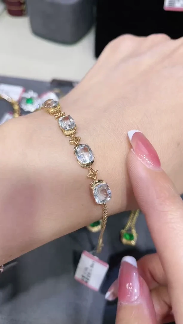 【闪购商品】海蓝宝石手链18K金镶嵌·