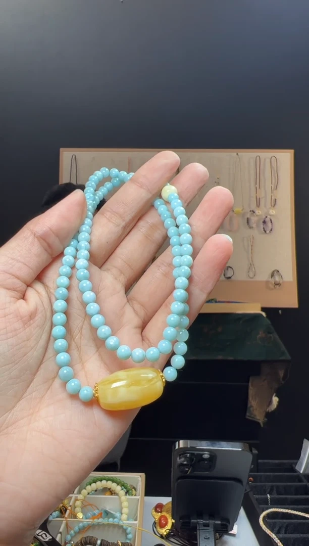 【闪购商品】针钠钙石手串未镶嵌约5mm海纹石DIY项链