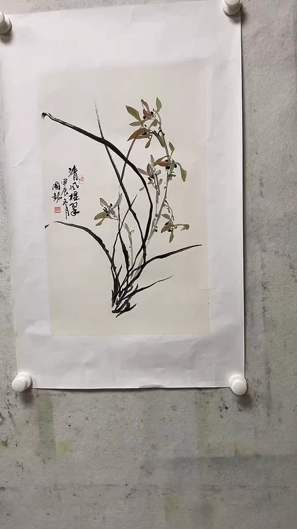 国画刘国铭手绘《兰花》精品2