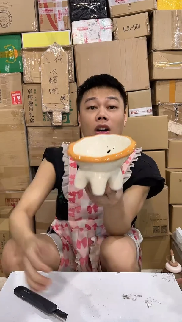 瓷片大号狮子猫碗 陶瓷