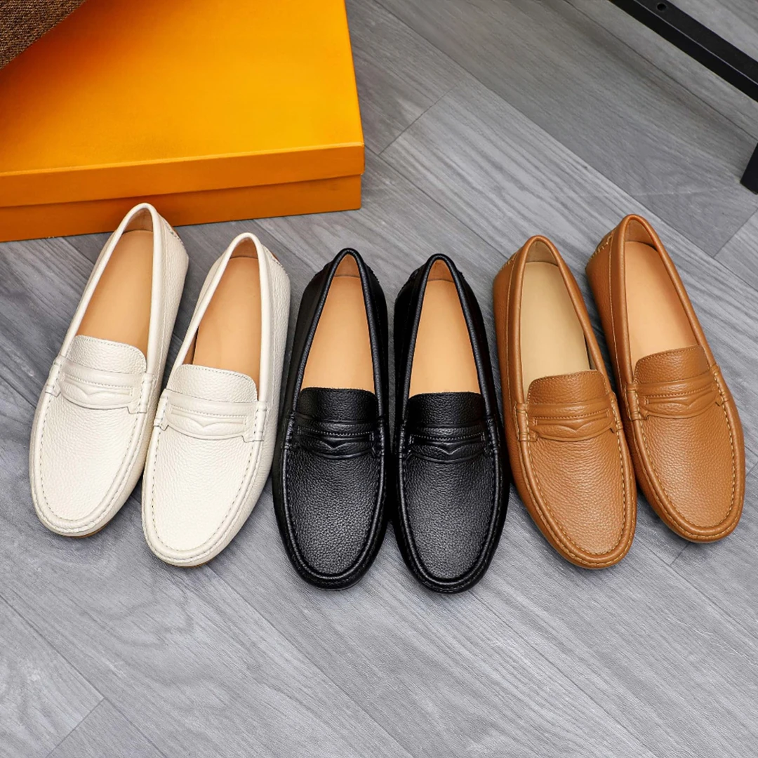 新款鞋子男士真皮皮鞋豆豆鞋爆款休闲一脚蹬透气网红一脚蹬男鞋