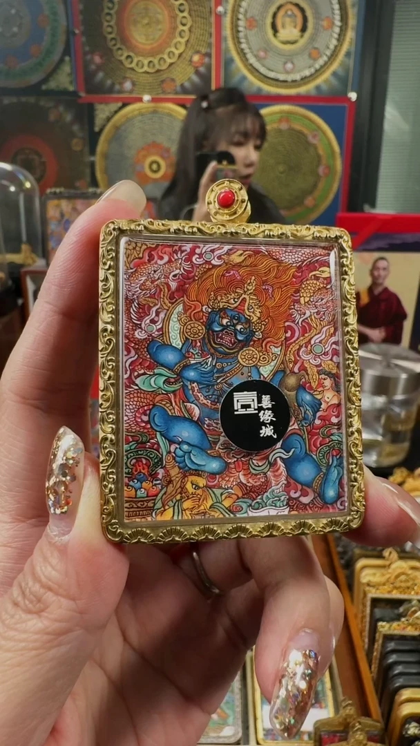 吊坠 壹善缘城手绘唐卡黑c双面送防水壳