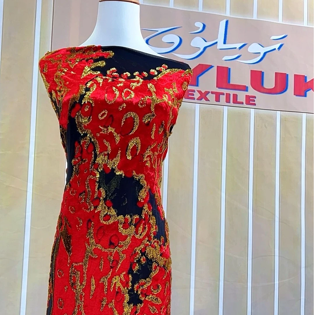 金丝绒礼服面料T706花型时尚高雅