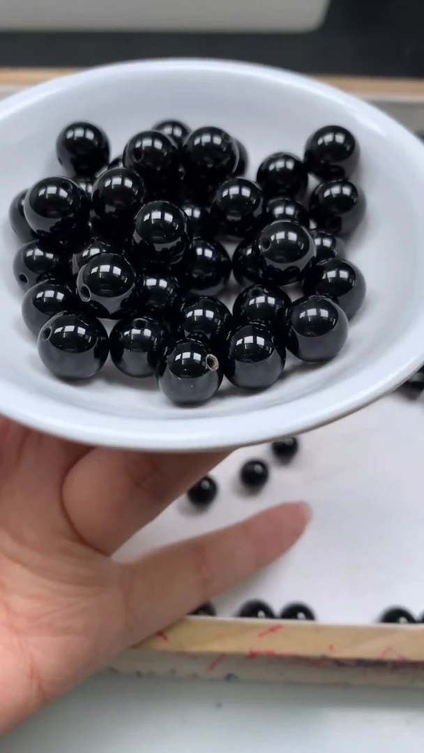 未镶嵌散珠玛瑙/玉髓B352 黑玛瑙10mm20颗9.9元