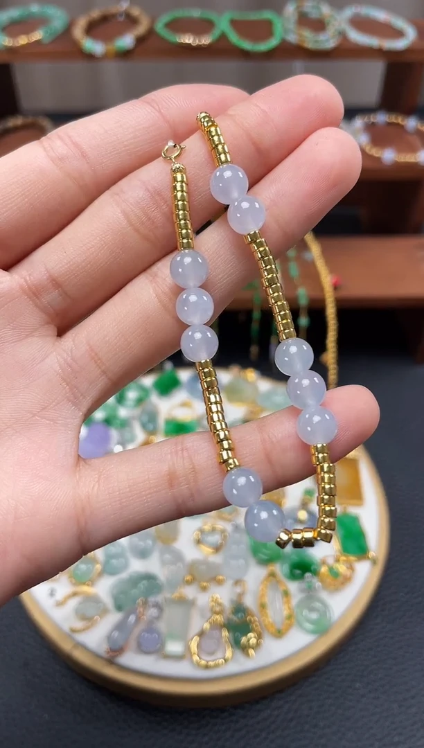 【闪购商品】翡翠套链18K金镶嵌一个  JK231