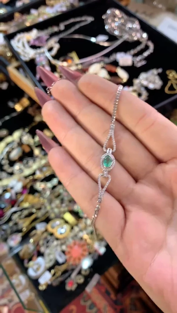 【闪购商品】祖母绿手链银S925镶嵌楚楚中古珠宝甄选不退换