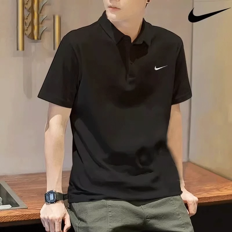 NIKE/耐克黑色速干polo衫男装2025夏季商务翻领宽松休闲透气短袖