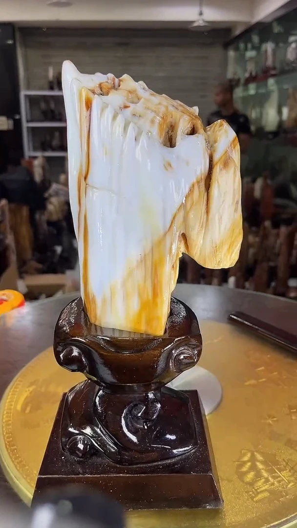 缅甸天然硅化玉摆件