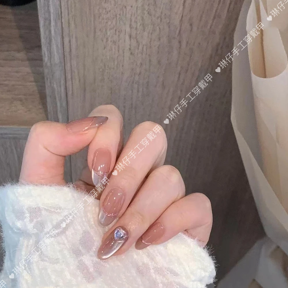 夏日倾情纯手工光疗美甲贴果冻贴片指甲穿戴甲简约梯形重复使用