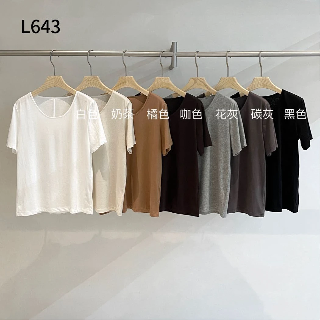 ZHANG&KU 春夏新款百搭韩系纯色打底短袖 643