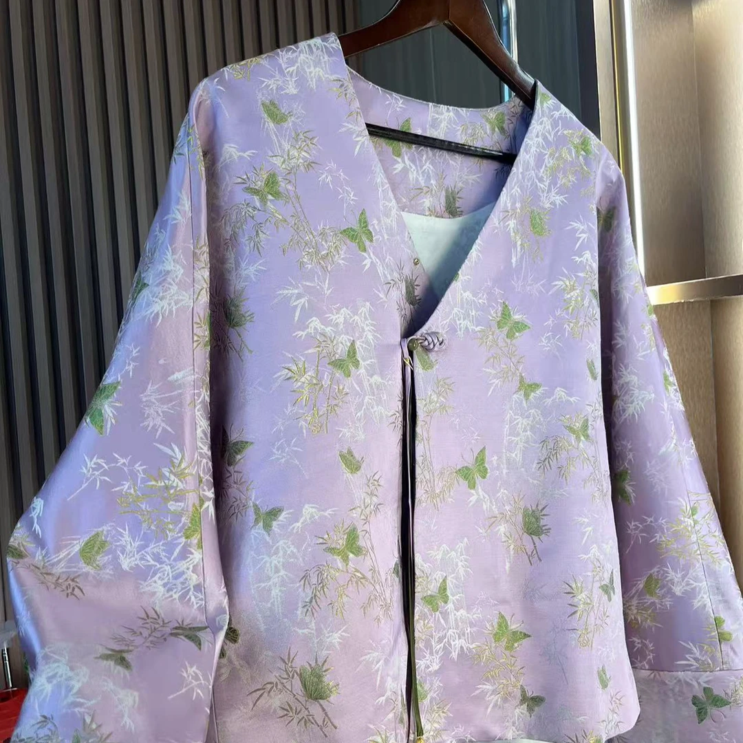 【暮山萃丛】新中式早春蝴蝶提花气质外套2024D0294-九七