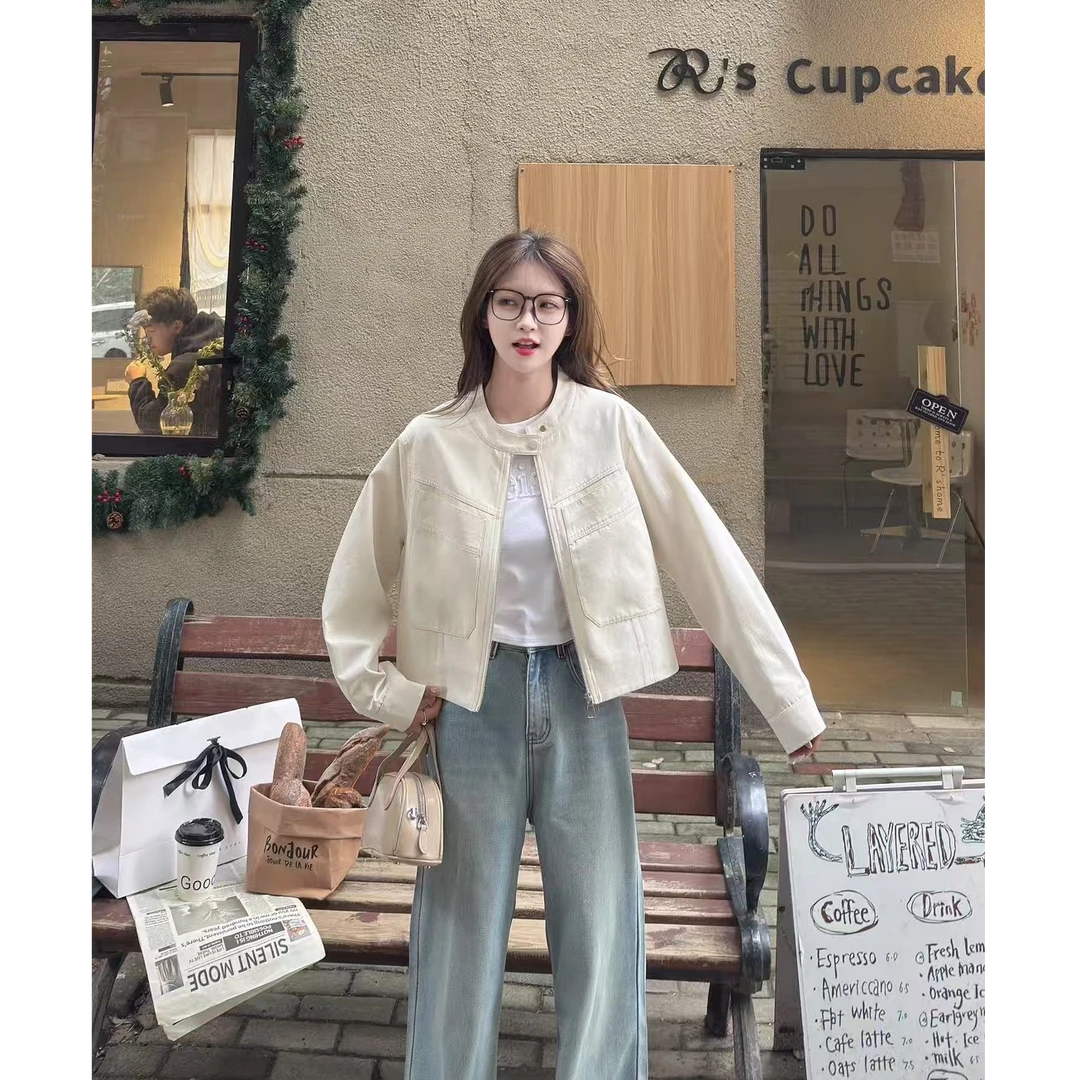 春季立领新款设计感韩版工装显瘦宽松夹克外套2508
