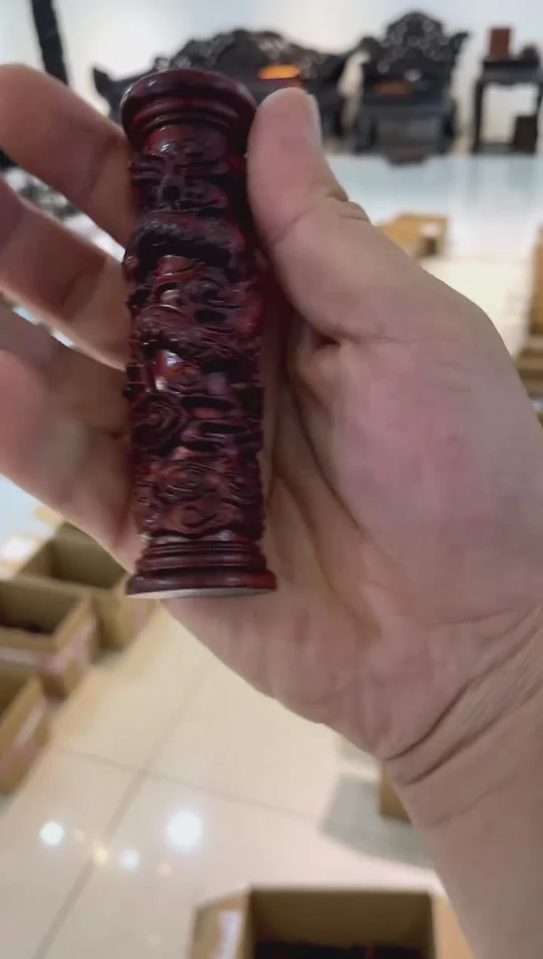 木紫檀盘龙柱把件啊